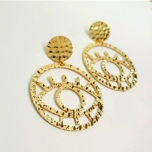 Gold Evil Eye hoops